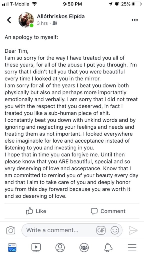 Apology to Self - Toward Greater Things